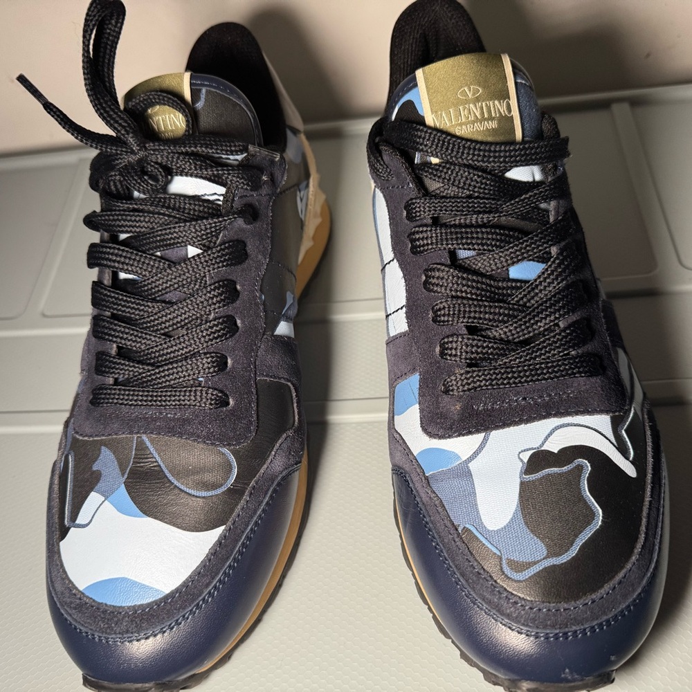 Valentino Black and Blue Sneakers with Retro Design